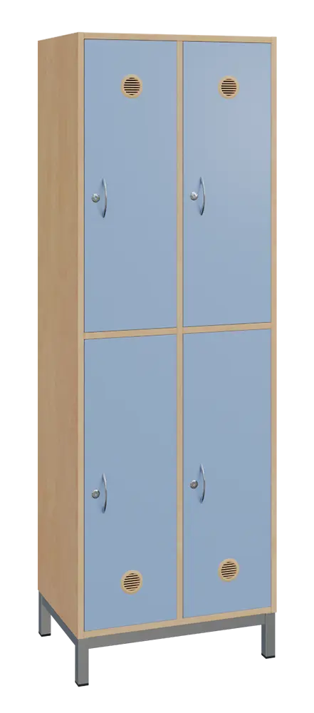 SBS-2222 šatní skříň 4-boxová, 1800x600x400 mm, kovové nohy, korpus bříza irská, dvířka blankyt